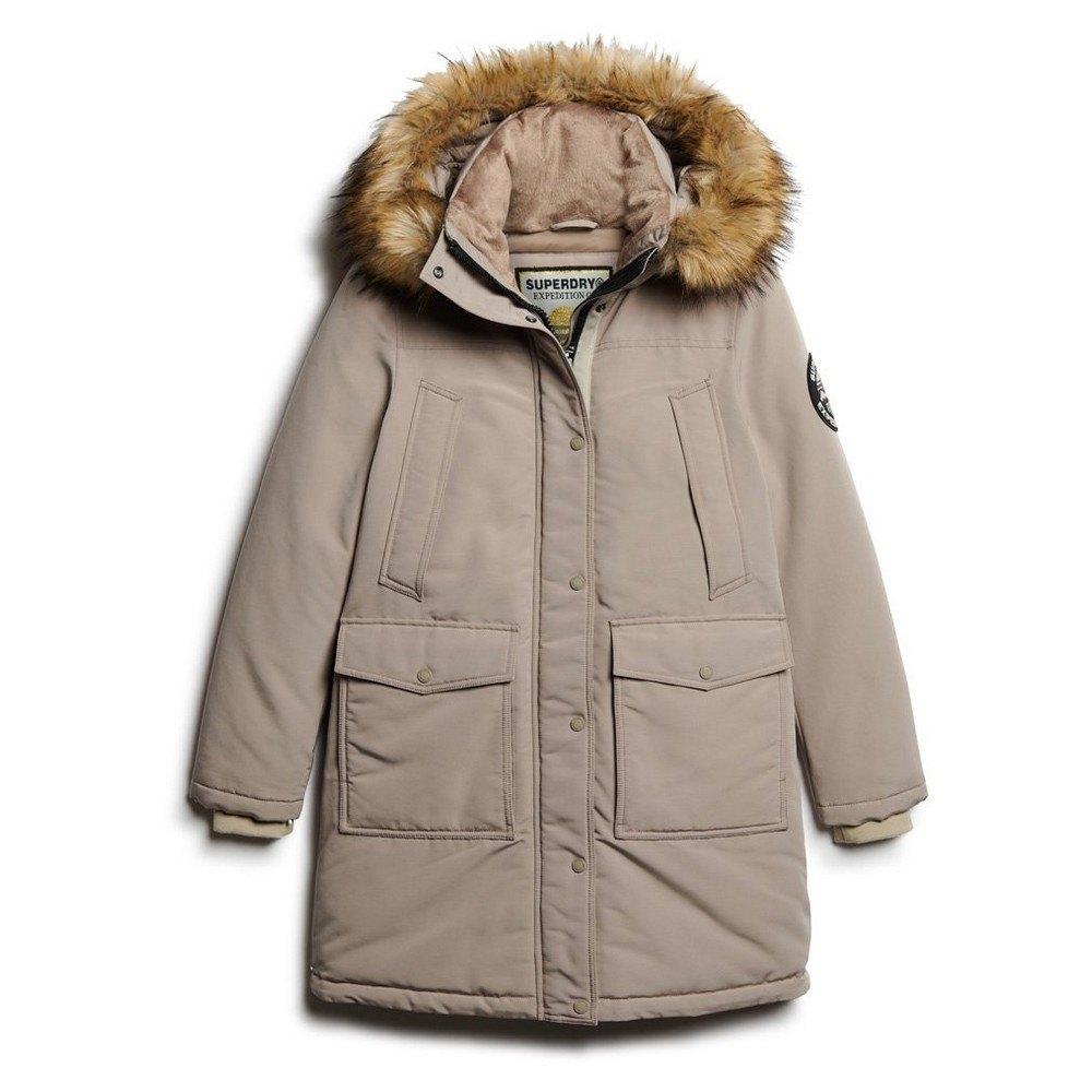 Joom Superdry Damen Beige Everest Kunstpelzjacke Cm