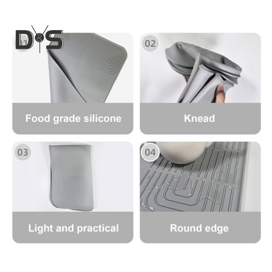 Silicone Coffee Mat Anti-Slip Grip Dish Drying Mats BPA-Free Waterproof Heat-proof Countertop Mat Espresso Drink Bar Station Accessories