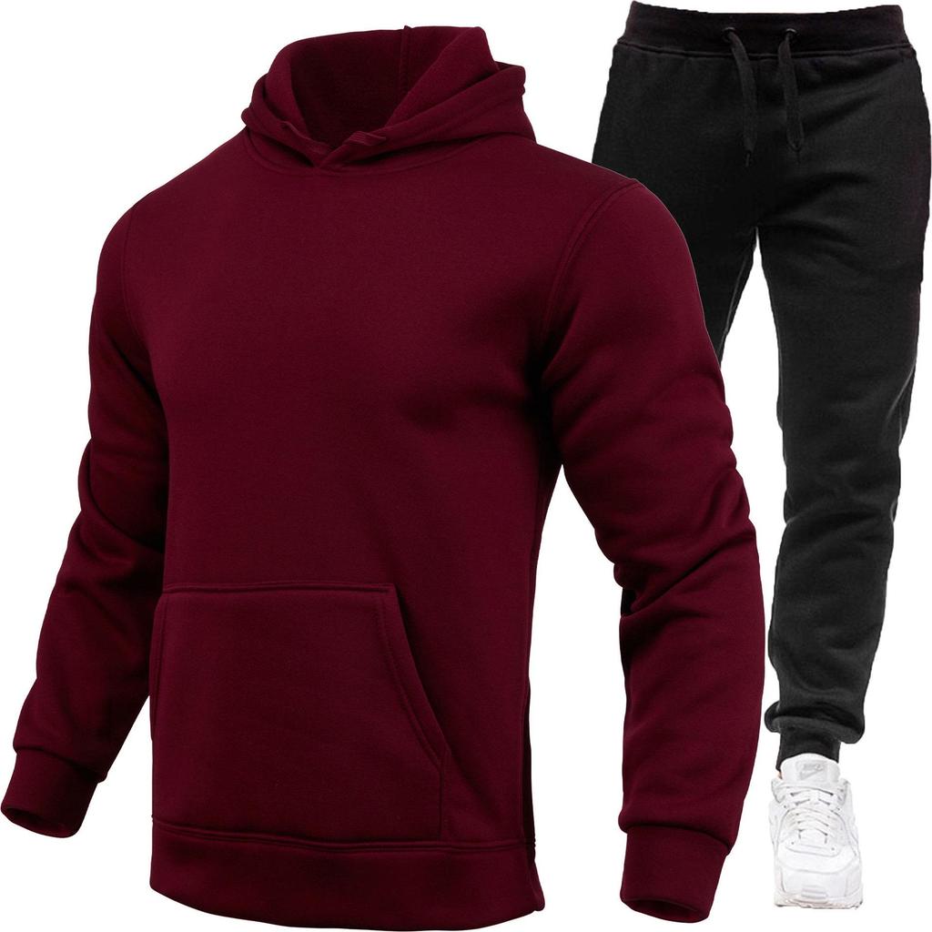 2025 Men's Trendy Hooded Pullover Set: Thick Loose Fit for Autumn/Winter Running