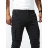 Pantaloni Cargo in Denim Skinny Azzurro Chiaro da Uomo Multi Tasche Elasticizzati Casual