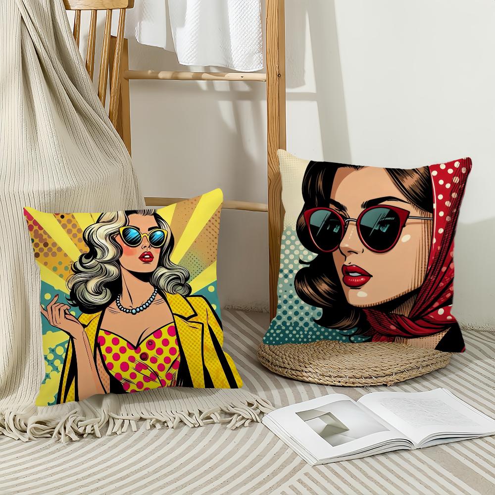 Fashion Pop Comic Portrait Pillow Case Home Decoration Cushion Cover Suitable For Bedroom Car Office Sofa
