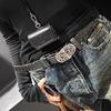 Classical Engraved Waist Strap With Metal Hardware Press Buckles Waistband For Women Men Western Styles Waist Decoration