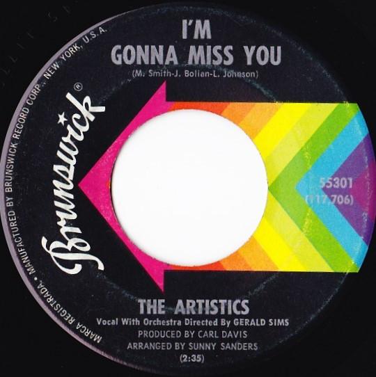

7inch Record ARTISTICS Im Gonna Miss You SS301 Brunswick 1966 US SoulFunk Used