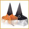 Mysterious Witch Hat with Lace Veil - Halloween Magician Costume Accessory