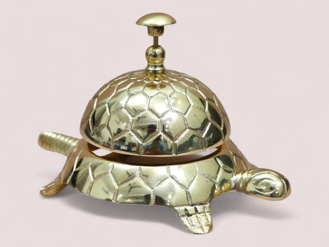 

Brass Desk Bell | Tortoise Bell | Unique Desk Bell | Calling Bell Table Top Bell | Tortoise Bell | Turtle Design Bell | Service Table Bell 4,5 inch золотий