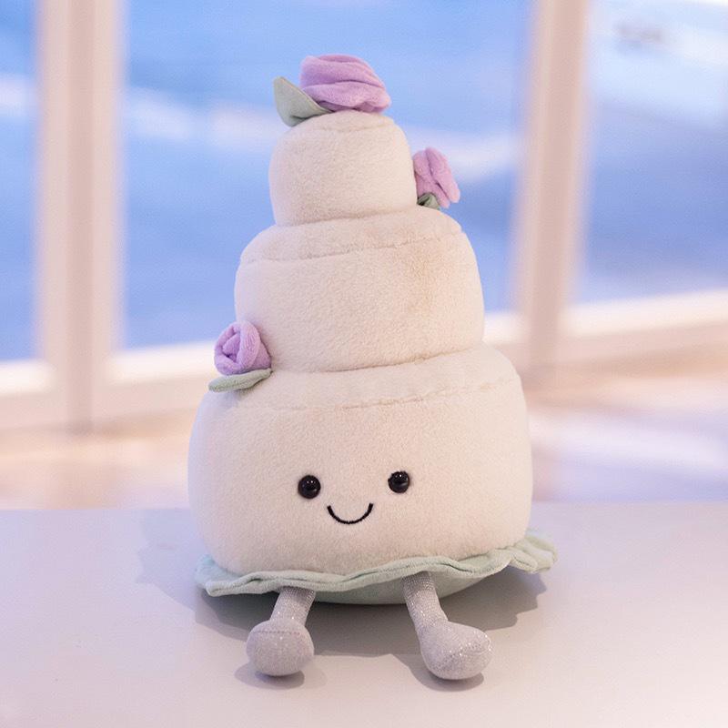 Jelly Wedding Series: Cute Plush Doll with Wedding Cake Bouquet & Diamond Ring Art