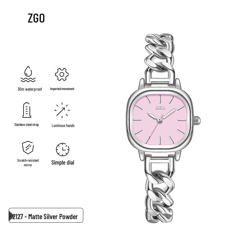 Zhenggang ZGO Women's Light Luxury Square Watch - Mother-of-Pearl Bracelet Style