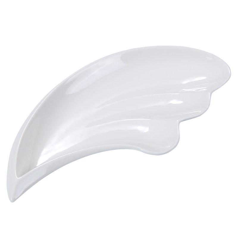 Pure White Irregular Ceramic Serving Plate - Creative Solid Color Dish for Home and Restaurant Use