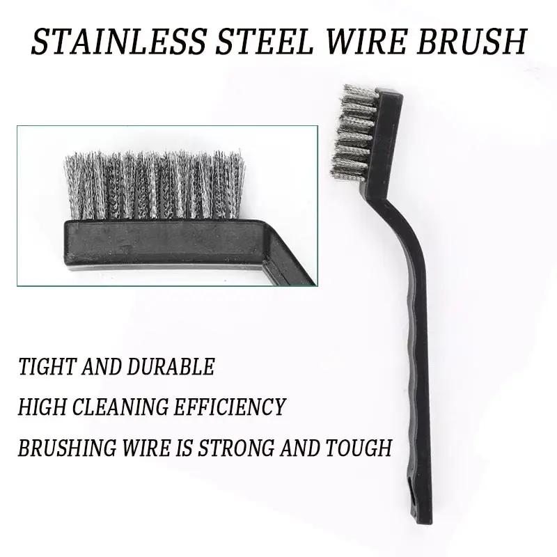 6/12 Pcs Industrial Mini Wire Brushes, Stainless Steel & Copper Bristles for Hard Dirt Cleaning, Heavy Duty Cleaning Tool