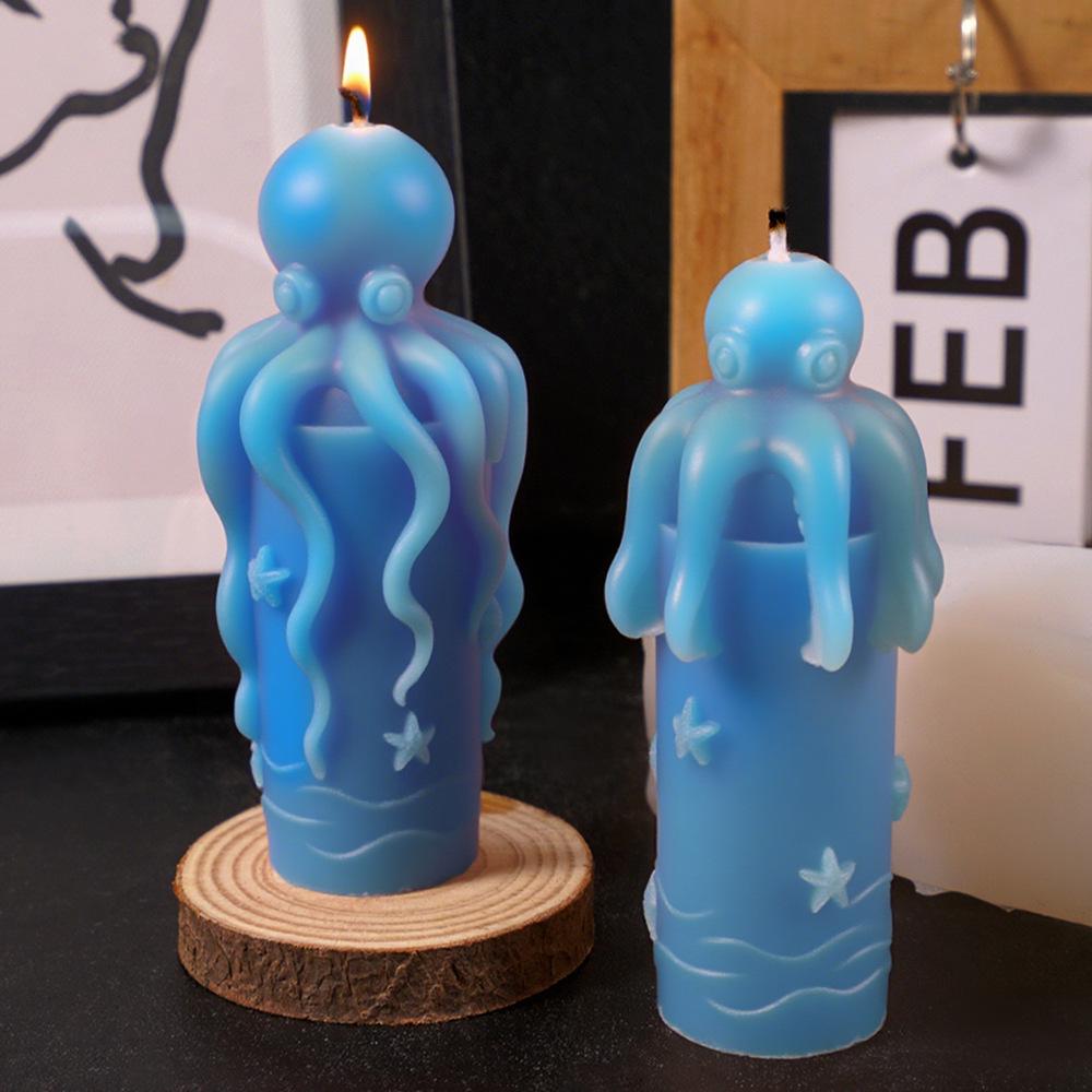3d Octopus Silicone Mold Safe Octopus Cylinder Candle Mold Ocean Starfish Mold Non Toxic For Home Decoration Ocean Themed Party