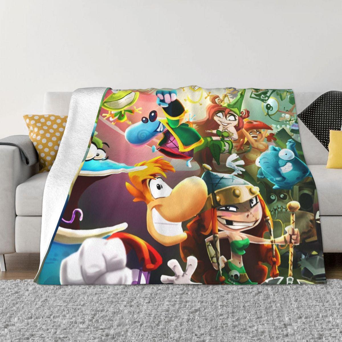 

Rayman Advanture Game Cartoon Knitted Blanket Funny Art Flannel Throw Blanket Travel Printed Soft Warm Multi-function Rug Piece 75x90cm