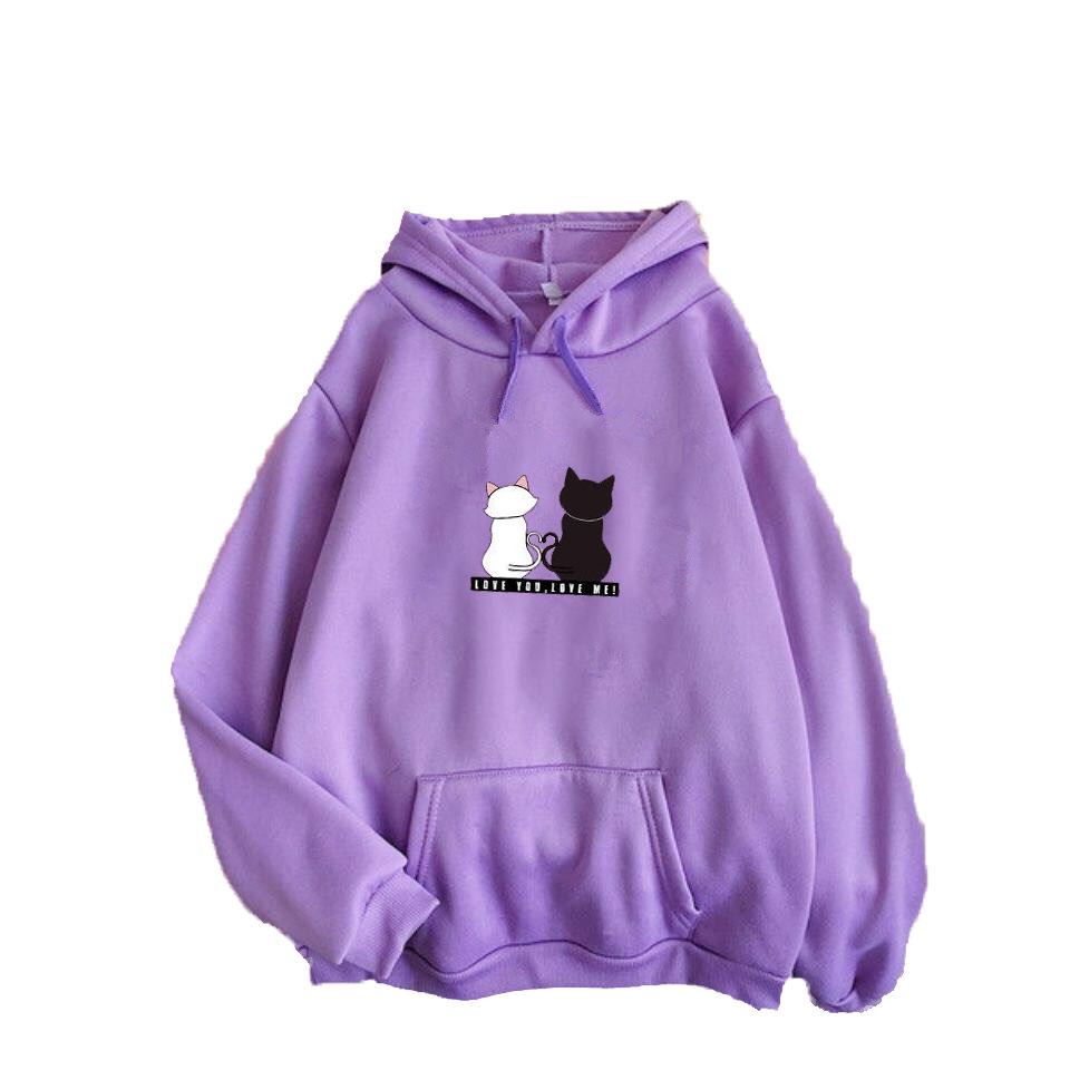 Streetwear Hoodies Women Sweatshirt Autumn Long Sleeve Hoodies Harajuku Hoodie Cute Cat Print Sweatshirt Women