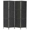 4 Panel Black Room Divider 154 * 160 Cm Woven Water Hyacinth