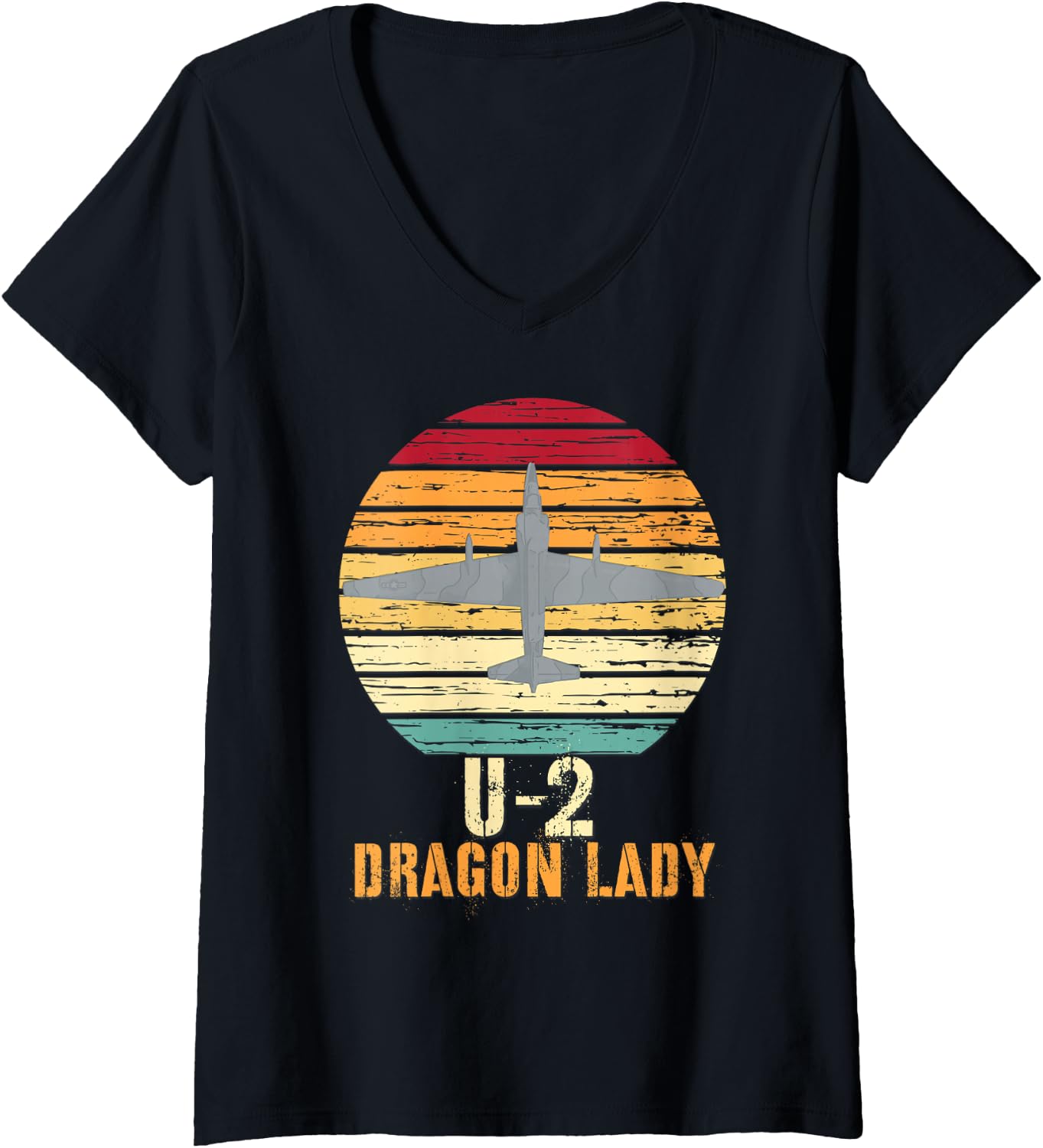 Womens Vintage U-2 Dragon Lady Spy Plane Military Shirt V-Neck T-Shirt S
