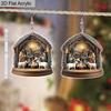 2D Flat Retro Nativity Scene Epiphany Jesus with Sheep Pattern Christian Spirit Religious Painting Acrylic Earring Jewelry for Women Female