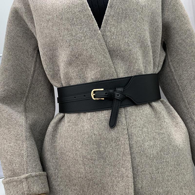 And Black Elegant Coffee Faux Leather Wide Waist Belt For Stylish Outfits Womens