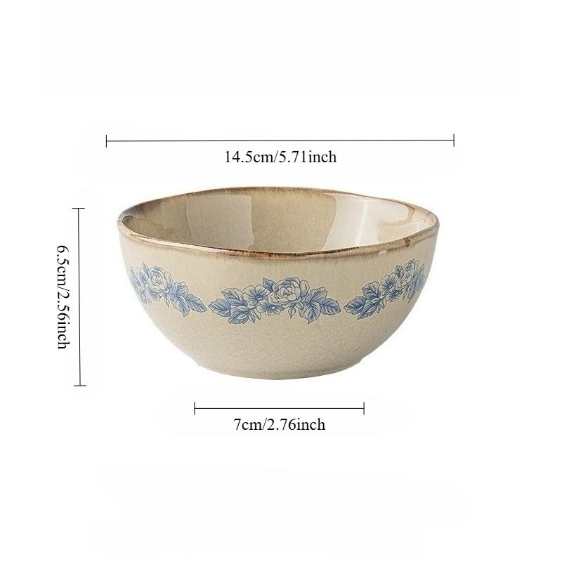 Good-looking retro 5.5-inch blue and white ceramic bowl Rice bowl Sugar water bowl