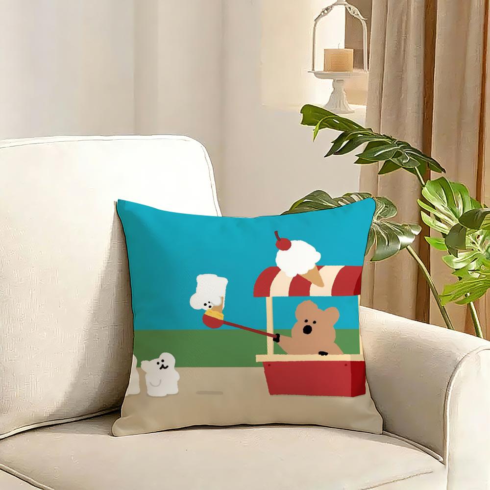 Korean stationery DDinotaeng Cushion Cover Reversible Plush Pillow Cover Soft Fluffy Home Decor for Sofa Bedroom