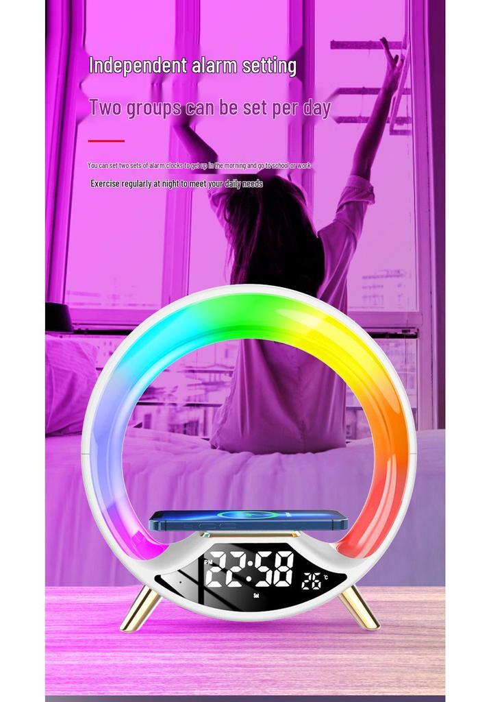 Sunrise Atmosphere Light Strip with Wireless Charging, Bluetooth Speaker & FM Alarm Clock.