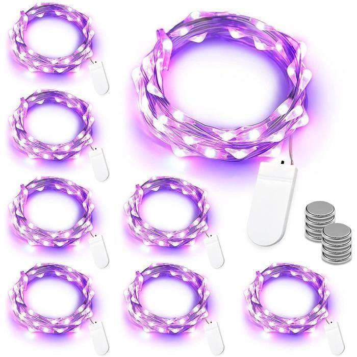 Guirlande lumineuse - AIMOONSA - A406 - Lot de 8 - 2 m - 20 LED violet