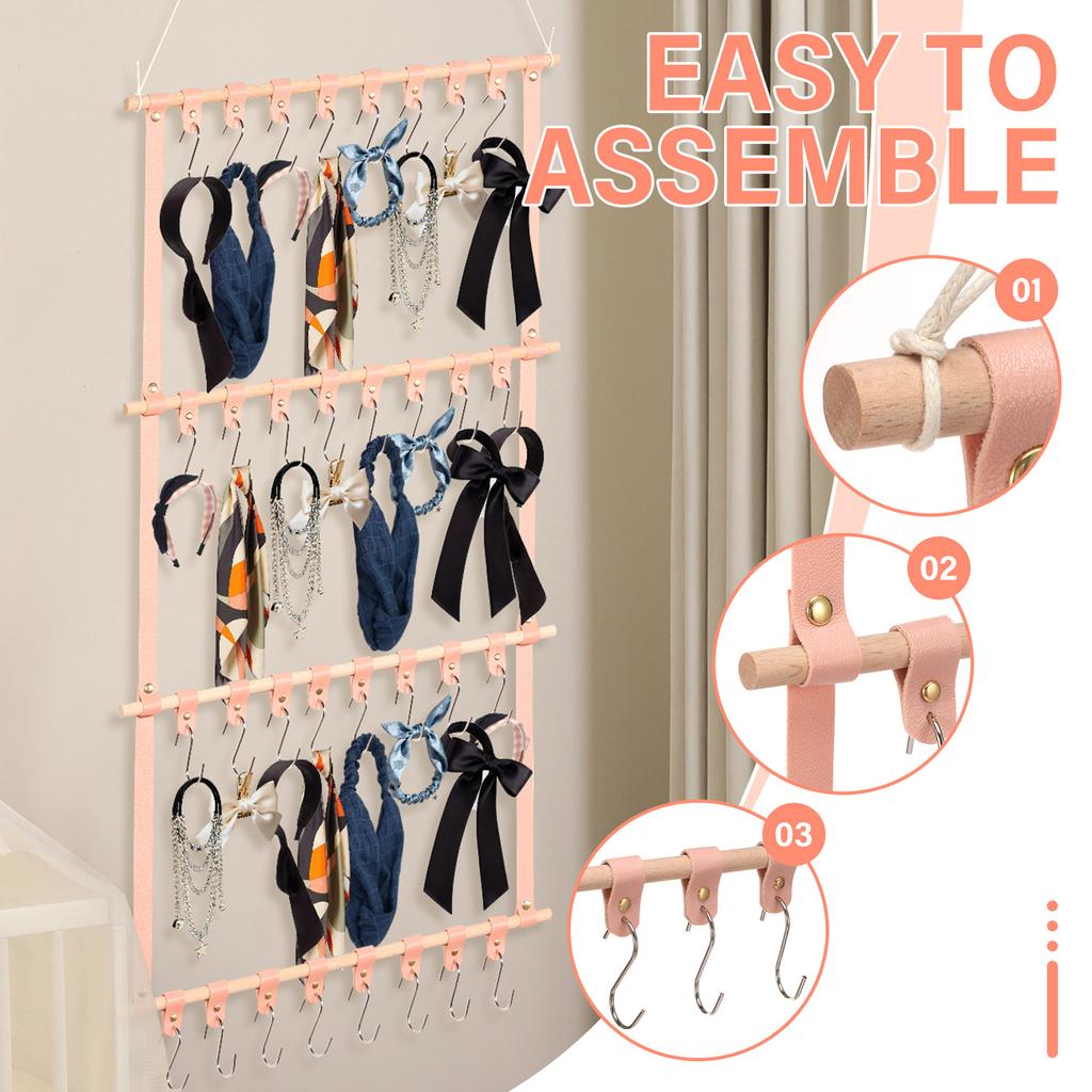 Hair Bows Holder Large Capacity Headband Organizer Wall Hanging Hair Clip Storage Jewelry Accessory Decor