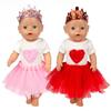 Set of 3 Birthday Doll Pink Clothing Accessories Including Skirt Romper Headband for 43cm / 17Inch Newborn Baby Doll (No Doll)