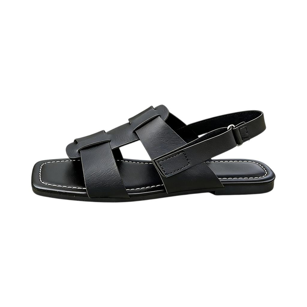 Summer Women's Square Headed Tape Woven Beach Sandals
