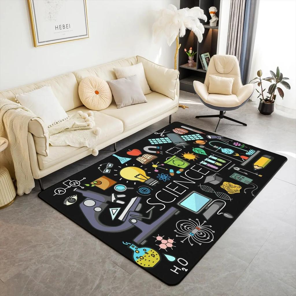 Math Theme Area Rug Math Equation Rugs for Boys Girls Math Geometry Science Style Carpet Mathematics Formula Indoor Floor Mat