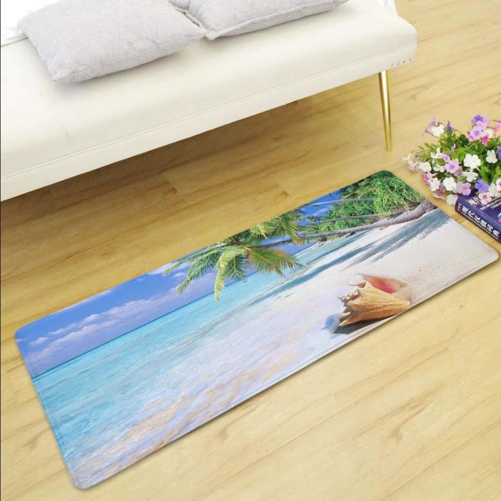 Sommerlich Frischer Strandteppich Heimdeko, Rutschfest und Fleckenbeständig, Wasserabsorbierende Badezimmer-Rutschmatte, Bettvorleger