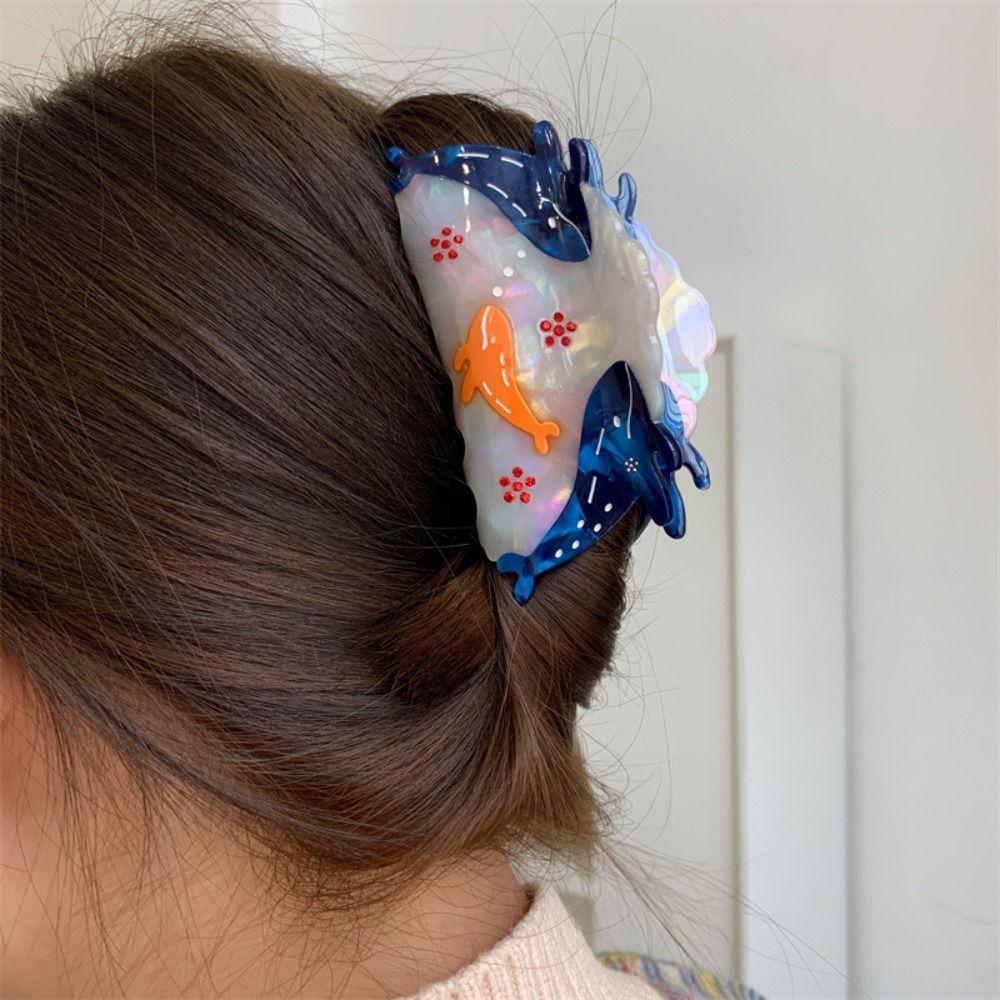 Hairpin Ocean Fish Hair Grab Shark Clip Acetic Acid Shark Clip Blue Whale Hair Claw  Streetwear