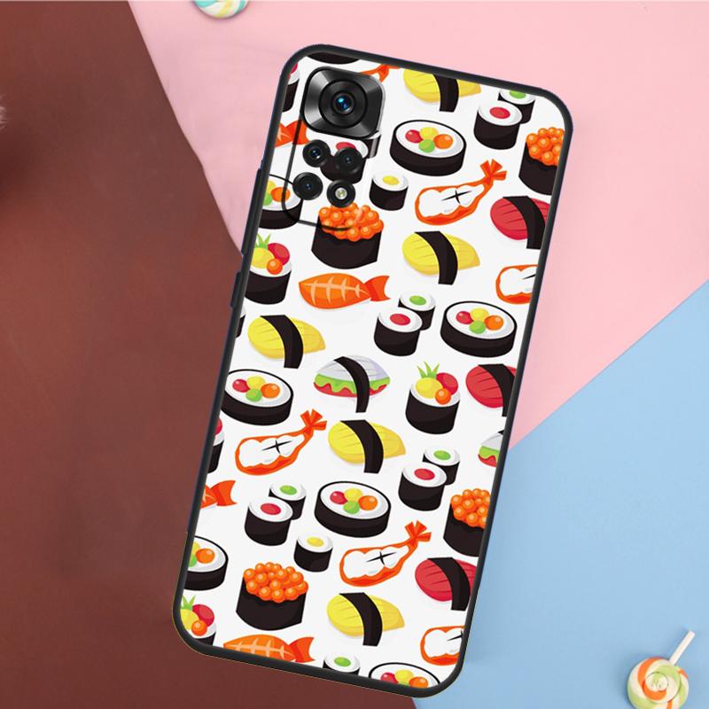 Sushi Maki Rice Kitchen Food Cute Cover For Xiaomi Redmi Note 13 Pro 14 12 11 9 10 9S 10S 11S 12S Redmi 10C 12C 13C 14C Case