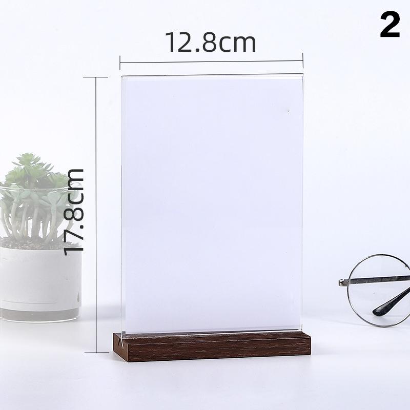 

Wood Base Tabletop Acrylic Board Sign Holder Stand Restaurant Bar Menu Chalkboard Stand Message Board Price Tag Photo Frame 2