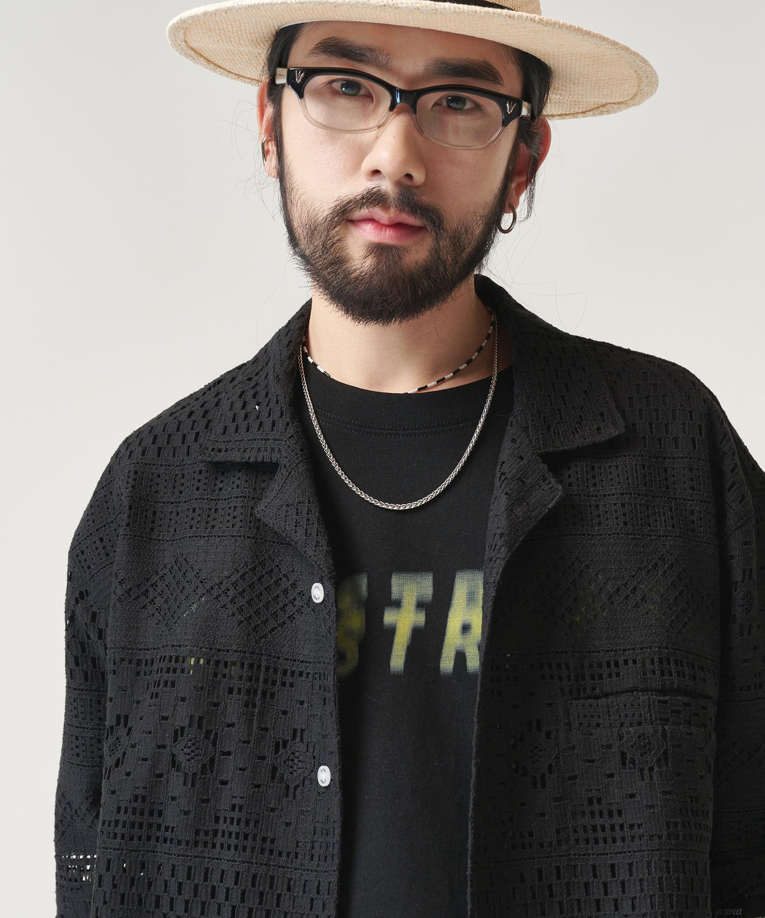Ghost Street Open Collar Lace Shirt Black M