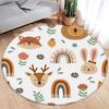 Cartoon Round Carpet Ocean Fish Dolphin Starfish Cute Deer Lion Elephant Tiger Kids Bedroom Mat Home Living Room Decor Floor Rug