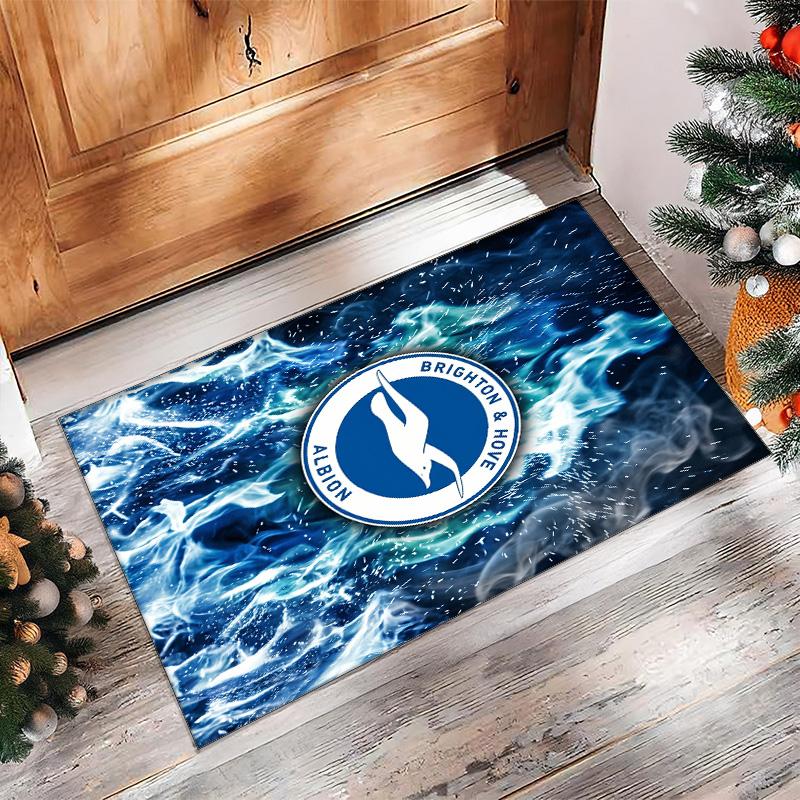 Brighton & Hove Albion Football Print Crystal Velvet Rug, Comfortable Water Absorbent Non Slip Indoor Floor Carpet