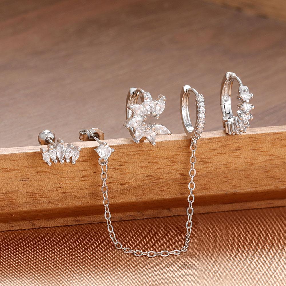 Crown Tassel Chain Stainless Steel Hoop Earrings for Women 18K Gold Ins Minimalist Earring Jewelry