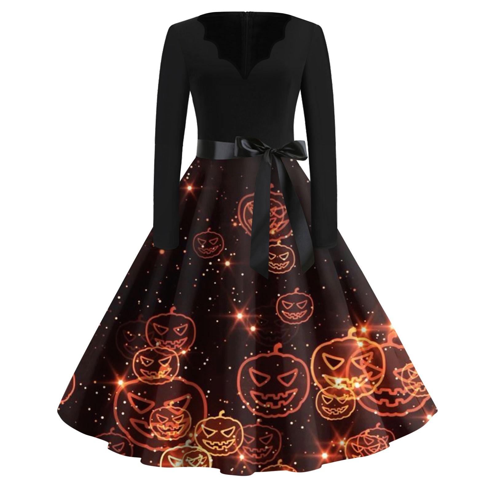 

Женское винтажное классическое платье с длинным рукавом и принтом, V-образным вырезом, свободное платье L золотой