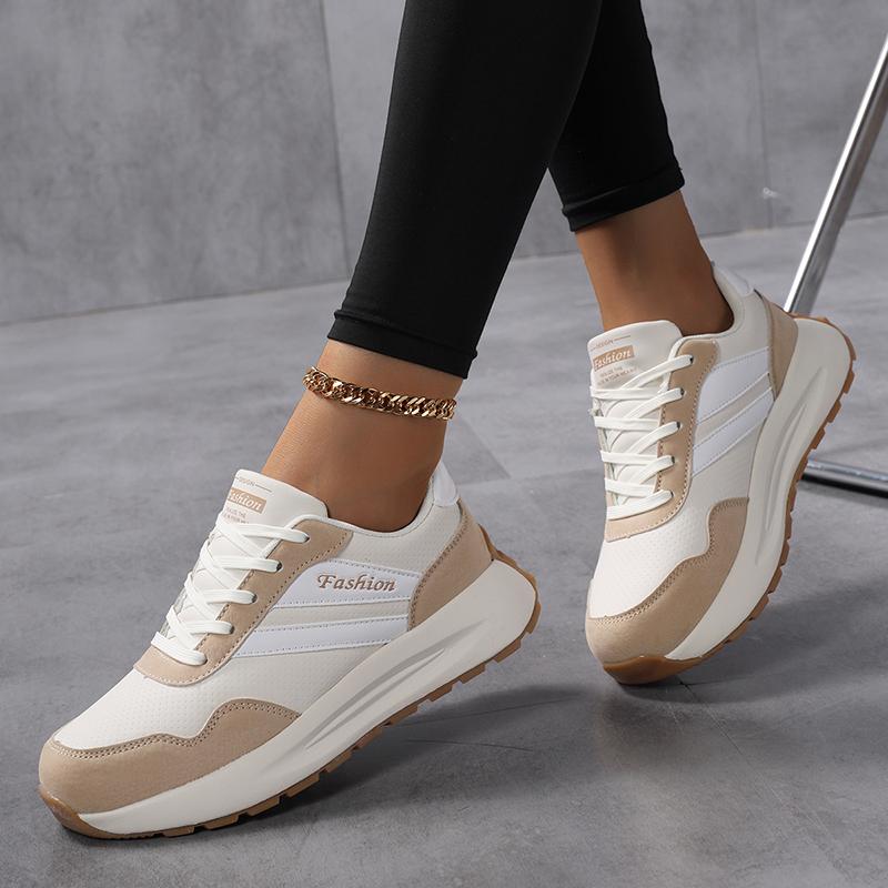 Spring Thick Bottom Women's Shoes Summer Casual Patchwork Leather Sneakers Casual Vulcanised Shoes Ladies Running Shoes
