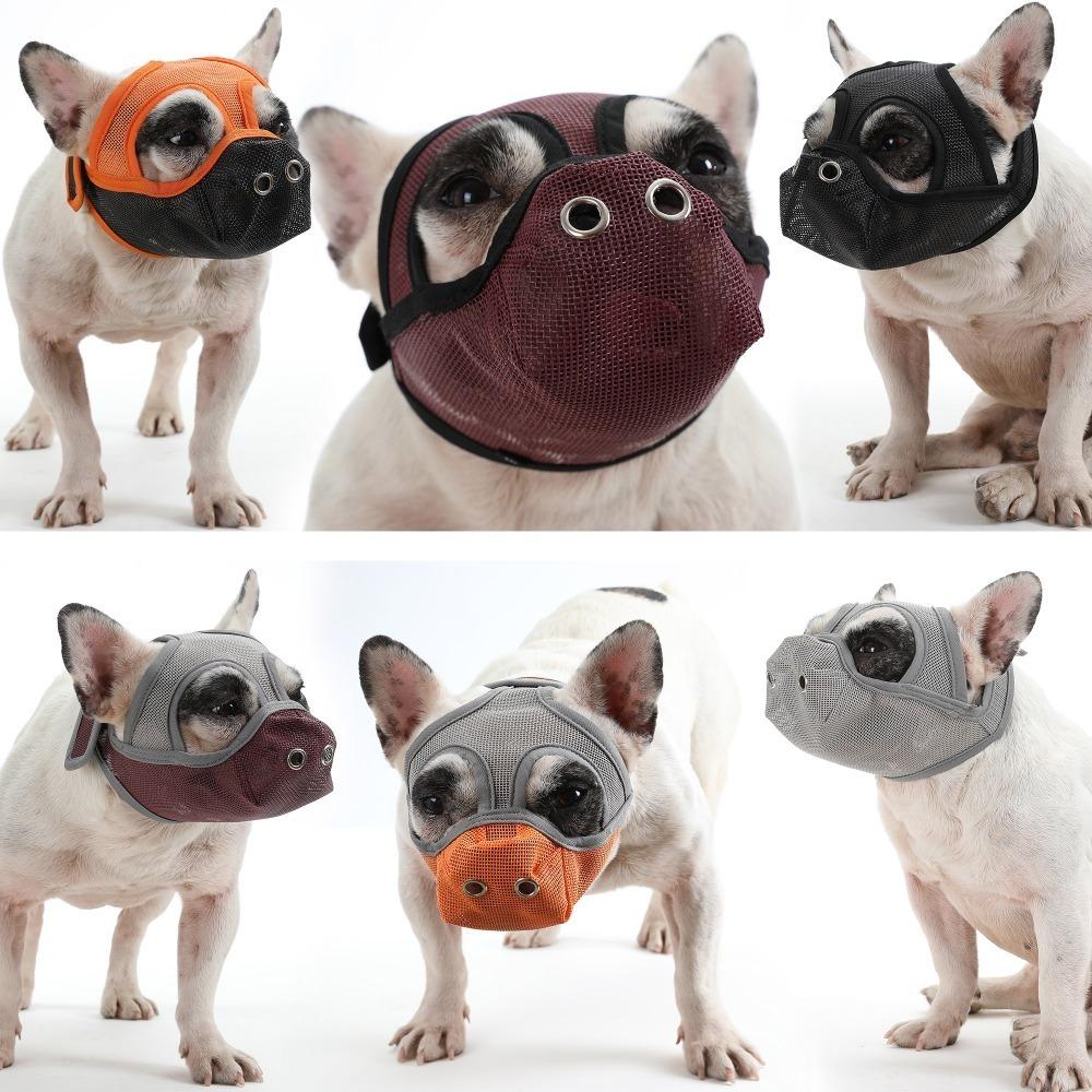 Mesh Structure Flat Face Dog Muzzle Adjustable Strap Pug Muzzle Breathable Muzzle  Daily Training