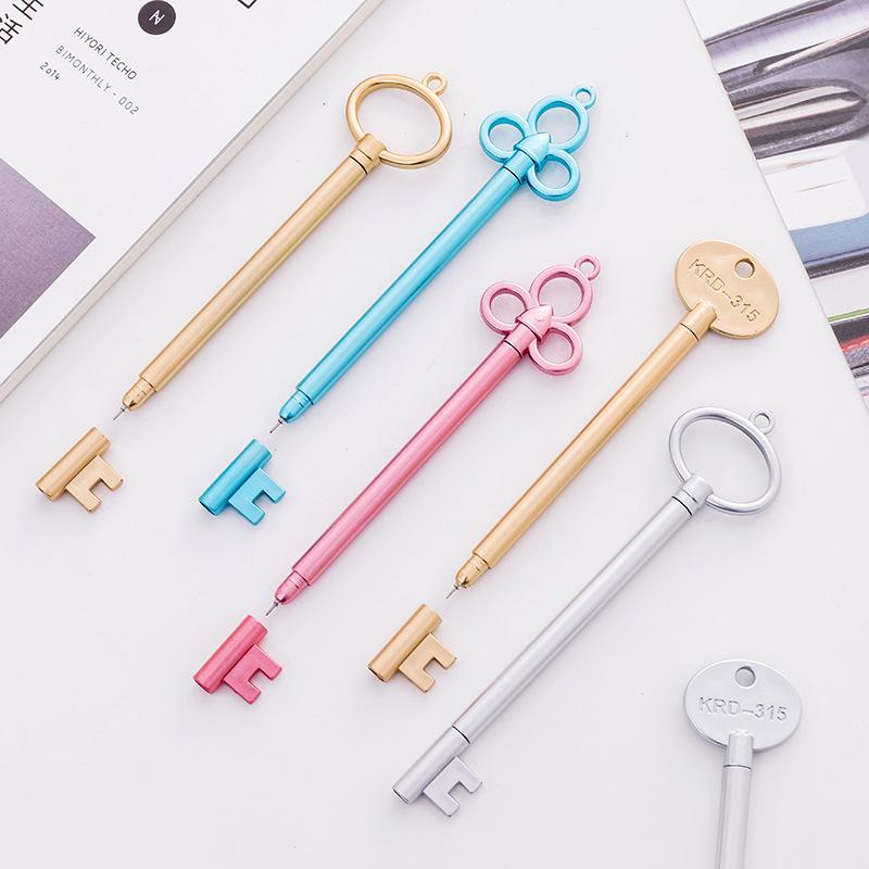 6/12pcs 5 Colors Vintage Key Shape Pen Ballpoint Pen 0.38mm