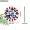 God Bless America Fireworks Wooden Sign, Patriotic 4th of July Front Door Decor, Rustic American Flag Wall Hanging