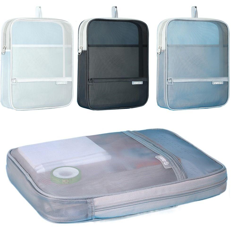 

Thickened Document Organizer Large Capacity Transparent File Holder Convenient File Pockets Travel Gray-Style 1