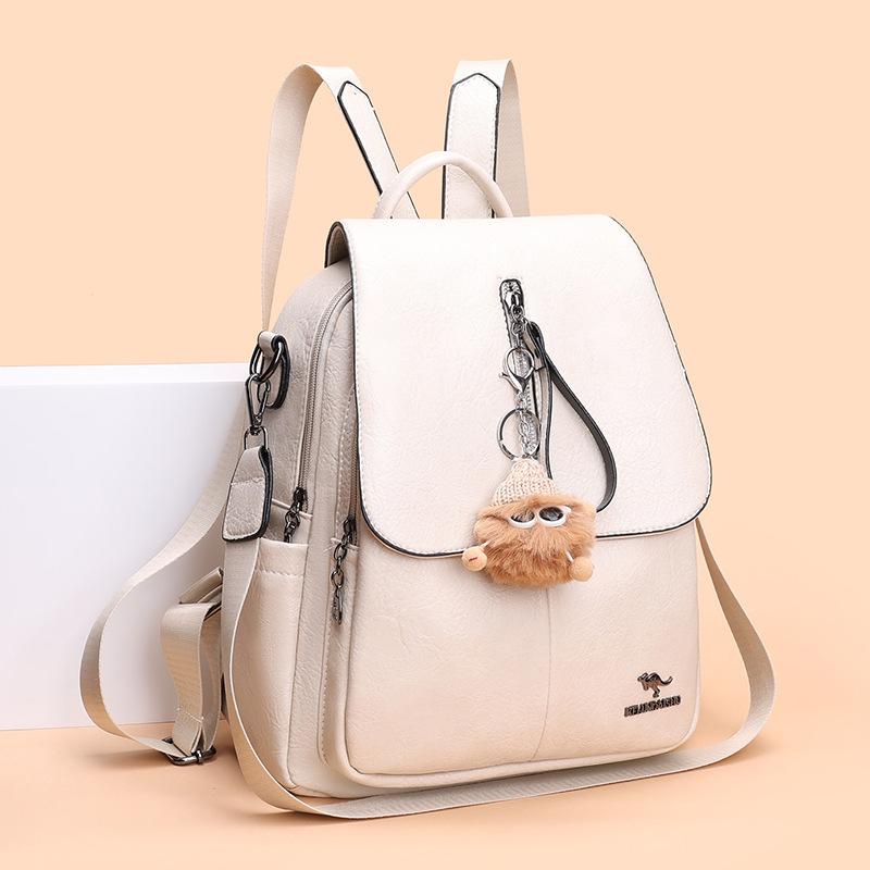 Schoolbag Retro Soft Leather Backpack for Women, 1011 New High-end Casual Commuting Large-capacity Travel Backpack and School Bag