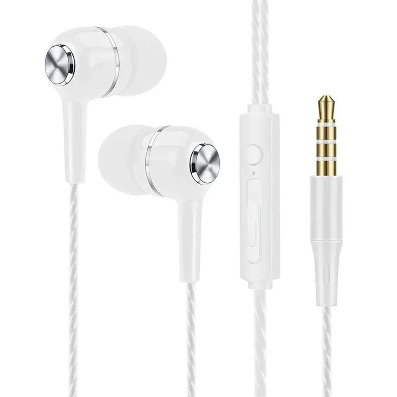 Wired Headphones 3.5mm Jack In Ear Headset Wired Earphones with Mic Bass HiFi Stereo Earbuds Sports In-line Control For Phones