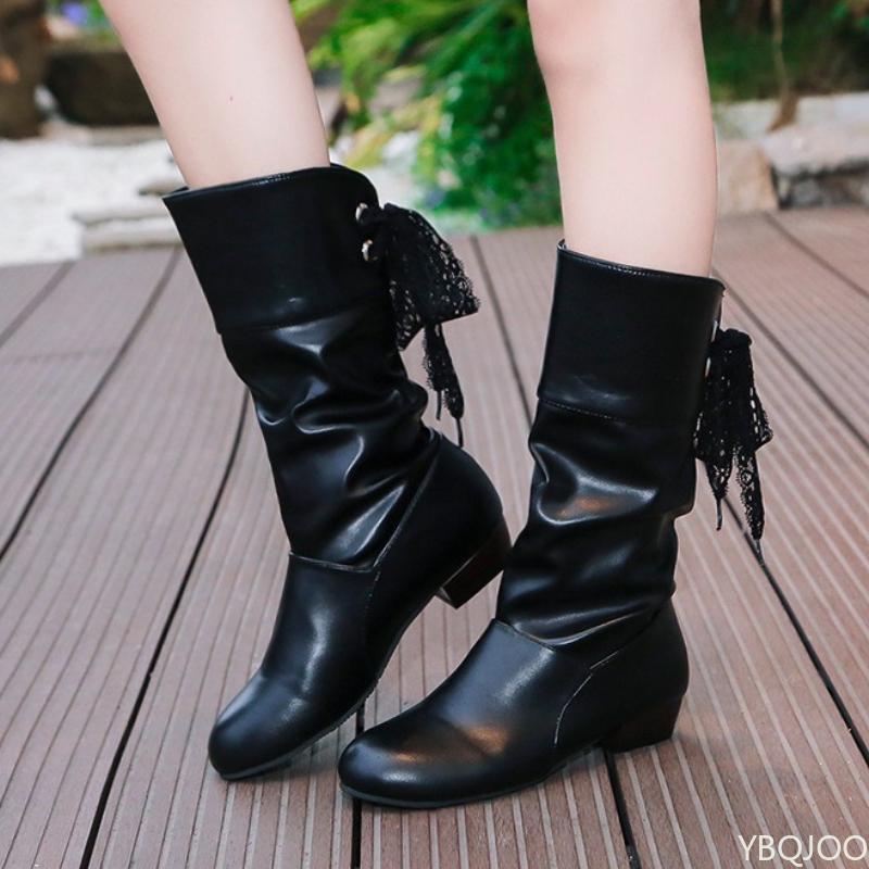 

Autumn winter low heel round toe back lace up warm midsole boots for women anti slip warm simple comfortable women s shoes 43