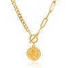 Youthway Fashionable Portrait Coin Pendant Ot Clasp Necklace Stainless Steel  Gold Color-Plated Women'S Necklace