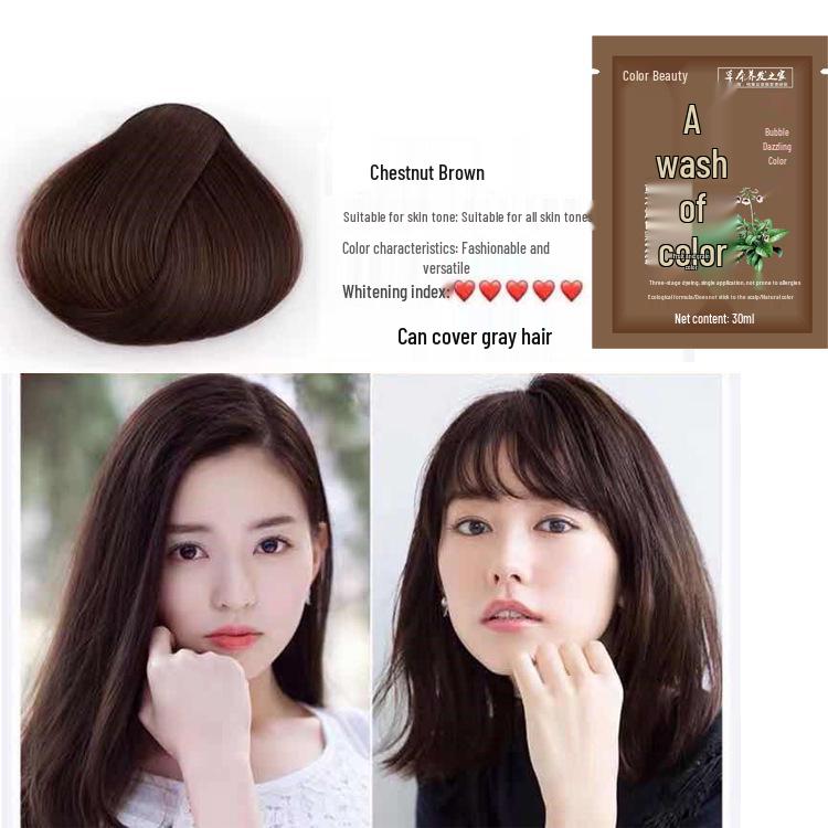 Schiuma Colorante Nera per Capelli a Base Vegetale per Copertura Capelli Bianchi - Confezione Monodose