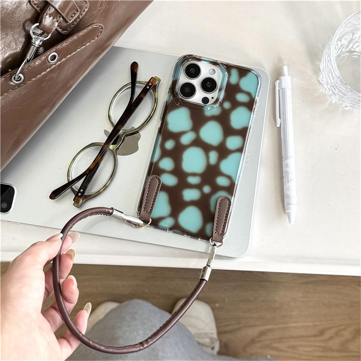 

Fashion Blue Amber Phone Case For iPhone 16 Pro 14 13 15 Pro Max Cover with Hand Strap Shockpoof Cases Cute Cartoon Cases For iPhone 16ProMax