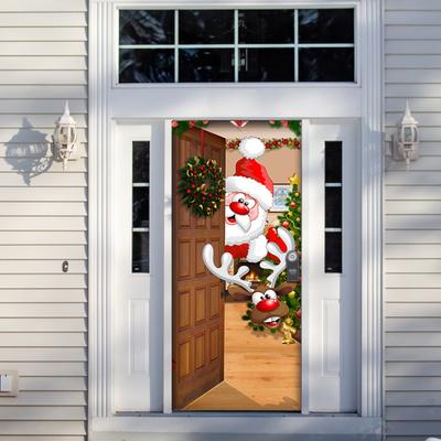Weihnachts-Türabdeckung, bunter Aufdruck, Weihnachts-Türdekoration, Hintergrund, Haustür-Dekoration, Urlaub, festliche Weihnachtsparty-Zubehör