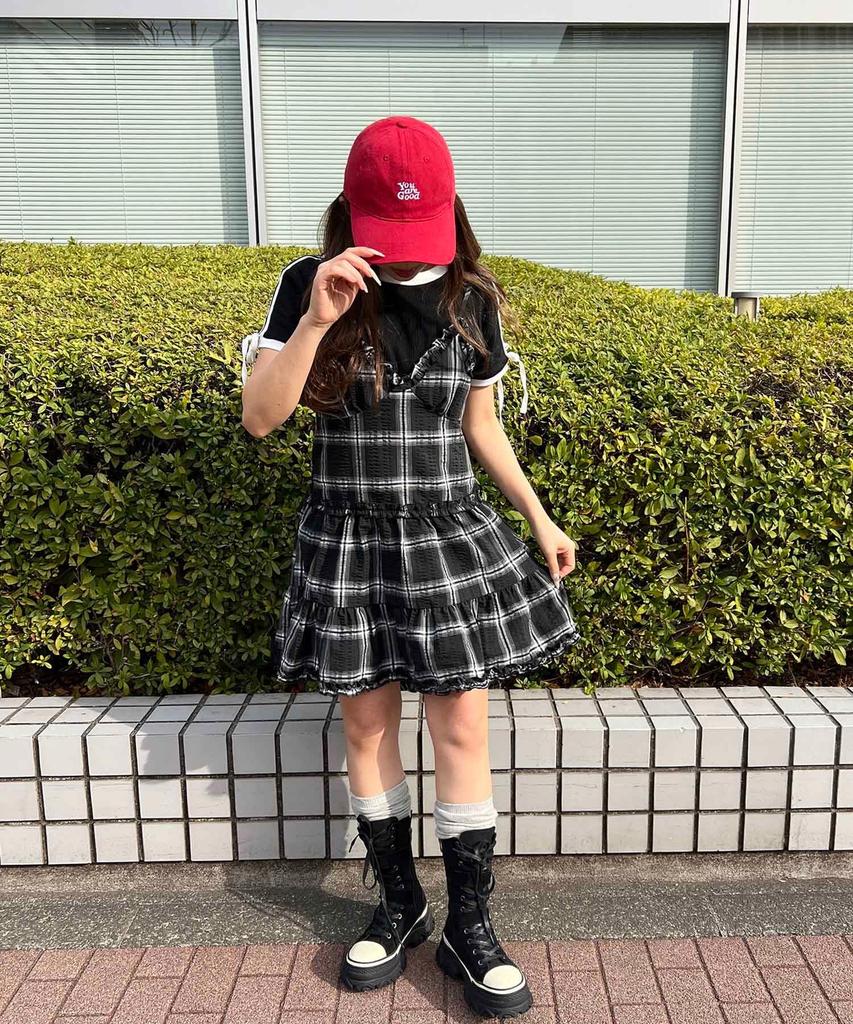 [WEGO] WC Frill Check Camisole Dress Women's F Black